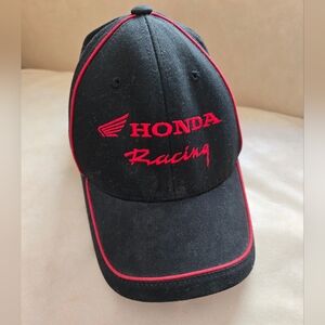 Vintage Honda Fox Racing SnapBack Hat small Stretch Black Red Y2K